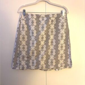 RipSkirt Hawaii Length 2 Wrap Skirt Gray Floral Dahlia Medium EUC